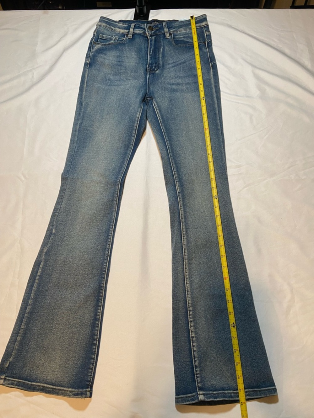 Classic Light Blue Flare Jeans with Gentle Fade